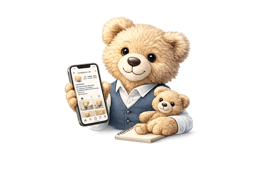 Teddy hält ein Smartphone mit der NOVURA-App, die Orte und Events in der Nähe zeigt